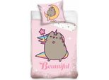 Set Di Biancheria Da Letto In Cotone 140X200 Pusheen Unicorno Rosa