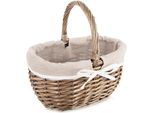 Orion | Cestino Da Picnic In Vimini - Con Manico - 32,5X24X32 Cm - Fatto A Mano - Con Inserto In Tessuto - Cestino In Vimini - Cestino Per La Spesa