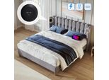 Letto Imbottito Letto Matrimoniale Con Usb Tipo C, Struttura Letto Con Rete A Doghe, Letto In Grigio, 140 X 200 Cm Struttura Letto Per Ragazzi