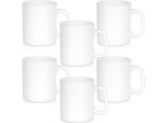 Vilde | Set Di Tazze In Vetro - 6 Pezzi - Bianco - 300 Ml - Manico Ergonomico - Lavabile In Lavastoviglie - Tazze Da Caffè - Tazze Da Tè