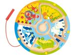 Goki 58716 Labirinto Magnetico Imparare A Contare Nello Zoo Ø 23 Cm, Legno, Colorato