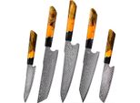 Set Di Coltelli Da Cucina Damasco KU-38063 - Arancione KP38063