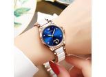 Damenuhren mit Automatikaufzug Damenuhren in Roségold mit Diamanten Luxuskleider weiße Keramikarmbanduhren Damen Armbanduhren