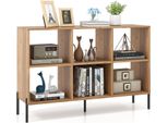 Libreria Costway Con 6 Scomparti, Scaffale In Piedi Con Gambe In Metallo Rialzate E Ripiani Regolabili, Scaffale Indipendente, Scaffale Da Ufficio Per Soggiorno, Camera Da Letto, Studio, 120 X 35 X 79,5 Cm