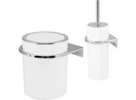 Bremermann Set Da Bagno 2 Pezzi Savona , Contenitore Per Cosmetici Da 5,5 Litri E Set Per Wc Con Supporto A Parete, Bianco Rotondo