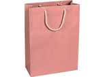 Sacchetti Di Carta 27 X 37 X 12 Cm, Rosa, Lisci, Maniglia Con Coulisse - Confezione Da 12 Pezzi