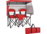 Costway Sedia Da Campeggio Con Parasole Regolabile, Borsa Termica, Portabicchieri E Borsa Per Il Trasporto, Sedia Pieghevole, Sedia Da Pesca Pieghevole Per 2 Persone, Rosso