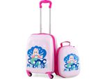 Costway 2 Pezzi Valigia Per Bambini + Zaino, Trolley Per Bambini In Plastica, Set Di Valigie Per Bambini, Valigia A Mano, Valigia Da Viaggio, Valigia Rigida, Mermaid, 12"+16"""