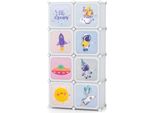 Costway Armadio Per Bambini, Scaffale In Plastica Con 8 Cubi, Scaffale Per Bambini Con Ante E 2 Appendini, Scaffale Per Armadio, Bianco