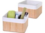 Set Di 2 Cestini Portaoggetti HWC-C21, Cestino Portaoggetti, Cestino Per Scaffali, Bambù ~ Colore Naturale