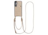 Custodia Per Samsung Galaxy S24/Samsung Galaxy S25 - Ecopelle - Selencia Hard Case/Sleeve Con Cinturino/Copertura Posteriore - Beige