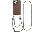 Custodia Iphone 14 Pro Cover Protettiva Nova Backcover Met Koord En Pashouder Imitazione Pelle Marrone Scuro Selencia