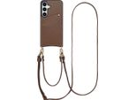 Custodia Per Samsung Galaxy S24/Samsung Galaxy S25 - Ecopelle - Selencia Hard Case/Sleeve Con Cinturino/Copertura Posteriore - Marrone Scuro