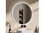 Emke Specchio Da Bagno A Led Specchio Da Bagno Con Illuminazione Rotondo 70 Cm 3 Colori Di Luce Specchio Luminoso Dimmerabile Con Interruttore A Sfioramento Specchio Led A Risparmio Energetico