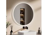Emke Specchio Da Bagno A Led Specchio Da Bagno Con Illuminazione Rotondo 60 Cm 3 Colori Di Luce Specchio Luminoso Dimmerabile Con Interruttore A Sfioramento Specchio Led A Risparmio Energetico