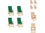 Vidaxl Sedie Da Giardino 4 Pezzi Con Cuscini Verdi In Legno Massiccio Teak - Sedie Da Giardino