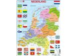 Larsen Puzzle Mappa Paesi Bassi Con Province E Bandiere, 48 Pezzi.