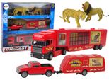 Set Di Veicoli Del Circo Gli Animali Del Circo Camion + Auto Con Rimorchio