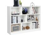 Libreria Costway Con 8 Scomparti, Scaffale In Piedi, Scaffale Portaoggetti Per Soggiorno, Camera Da Letto, Studio, Ufficio, Bianco, 122 X 32 X 93 Cm