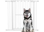 Cancelletto Di Sicurezza Per Cani Pawhut, Cancelletto Per Scale Da 76-104 Cm Senza Foratura, Cancelletto Per Scale Con Serratura, Cancelletto Di Sicurezza Per Tutti I Cani Di Taglia Grande, Acciaio, Bianco