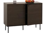 Credenza HWC-N78, Credenza Cassettiera, Stile Scandinavo Metallo Legno Melamina Mvg 86X110X40Cm ~ Marrone Scuro