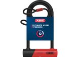 Abus U-Lock Ultimate 420K Con Porta Lucchetto Ush - Lucchetto Per Bicicletta Maneggevole E Robusto Con Pratico Supporto Per Il Trasporto - Accessori Per Bicicletta - Variante 150HB230 - Grillo Alto 230 Mm + Cavo Cobra 10/120 In Acciaio Con Passanti
