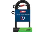 Abus U-Lock 410K Ultra Per Biciclette Ed E-Scooter - Lucchetto Per Bicicletta Maneggevole E Robusto Con Pratico Supporto Per Il Trasporto - Accessori Per Biciclette - Variante 150HB230 - Grillo Alto 230 Mm - Verde + Cobra 10/120 - Lunghezza Cavo 120 Mm