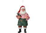 Targhetta Natalizia Clayre & Eef Babbo Natale 17 Cm Tessuto Rosso