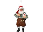 Targhetta Natalizia Clayre & Eef Babbo Natale 17 Cm Tessuto Rosso