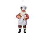 Targhetta Natalizia Clayre & Eef Babbo Natale 17 Cm In Tessuto Bianco