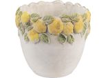 Vaso Da Fiori Clayre & Eef Ø 14X12 Cm Bianco Giallo Pietra Limoni