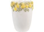 Vaso Da Fiori Clayre & Eef Ø 13X17 Cm Bianco Giallo Pietra Limoni