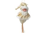 Targhetta Natalizia Clayre & Eef Babbo Natale 35 Cm Tessuto Color Oro Bianco