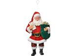 Targhetta Natalizia Clayre & Eef Babbo Natale 11X6X17 Cm Tessuto Rosso