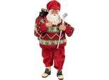 Clayre & Eef Decorazione Natalizia Figura Babbo Natale 13X10X28 Cm Rosso Tessuto