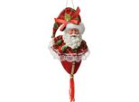 Targhetta Natalizia Clayre & Eef Babbo Natale 35 Cm Rosso Tessuto