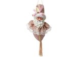 Targhetta Natalizia Clayre & Eef Babbo Natale 35 Cm Rosa In Tessuto