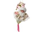 Targhetta Natalizia Clayre & Eef Babbo Natale 35 Cm Tessuto Bianco
