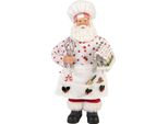 Clayre & Eef Decorazione Natalizia Figura Babbo Natale 13X10X28 Cm Tessuto Bianco