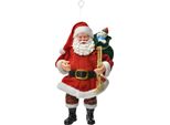 Targhetta Natalizia Clayre & Eef Babbo Natale 17 Cm Tessuto Rosso