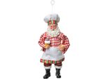 Targhetta Natalizia Clayre & Eef Babbo Natale 17 Cm In Tessuto Bianco