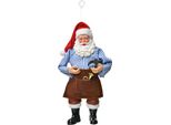 Targhetta Natalizia Clayre & Eef Babbo Natale 17 Cm Tessuto Rosso