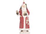Etichetta Natalizia Clayre & Eef Babbo Natale 5X3X11 Cm Plastica Rossa