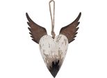 Clayre & Eef Ciondolo Decorativo Cuore 17X3X20 Cm Legno Bianco Marrone