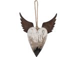 Clayre & Eef Ciondolo Decorativo Cuore 18X3X22 Cm Legno Bianco Marrone