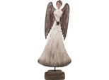 Clayre & Eef Figura Decorativa Angelo 19X6X42 Cm Legno Bianco Marrone
