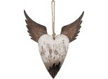 Ciondolo Decorativo Clayre & Eef Cuore 25X4X30 Cm Legno Bianco Marrone