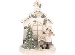 Clayre & Eef Decorazione Natalizia Con Illuminazione A Led Casa 16X9X21 Cm Plastica Beige
