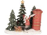 Clayre & Eef Decorazione Natalizia Con Illuminazione Led Bambino 16X12X14 Cm Plastica Rossa
