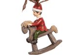 Targhetta Natalizia Clayre & Eef Bambino 7X3X9 Cm Plastica Rossa